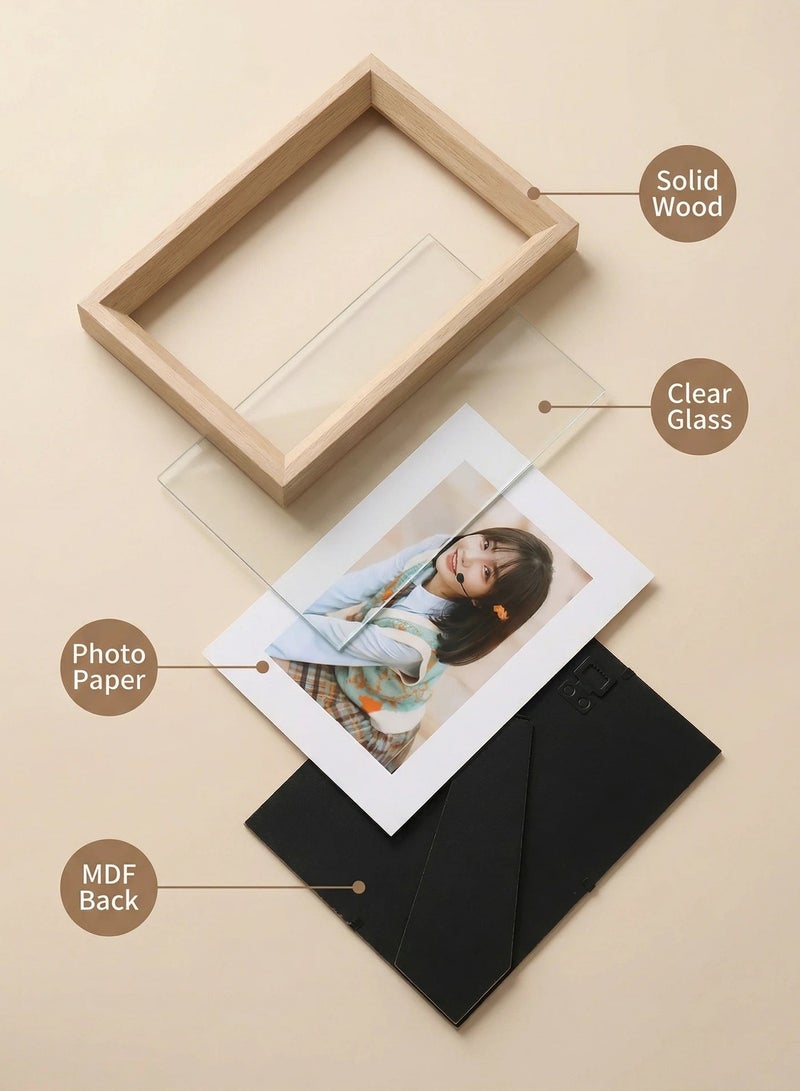 2 Pack 6 Inch Natural Wood Photo Frames  – Minimalist Tabletop & Wall-Mountable - Image 2